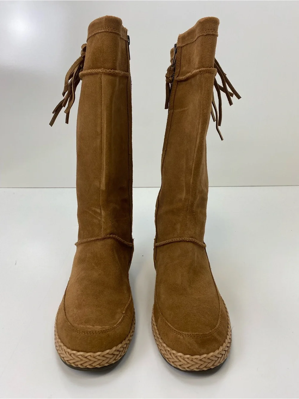UGG Women's Chestnut Suede Tall Fringe Zip Boots